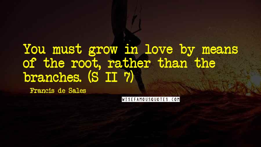 Francis De Sales Quotes: You must grow in love by means of the root, rather than the branches. (S II 7)