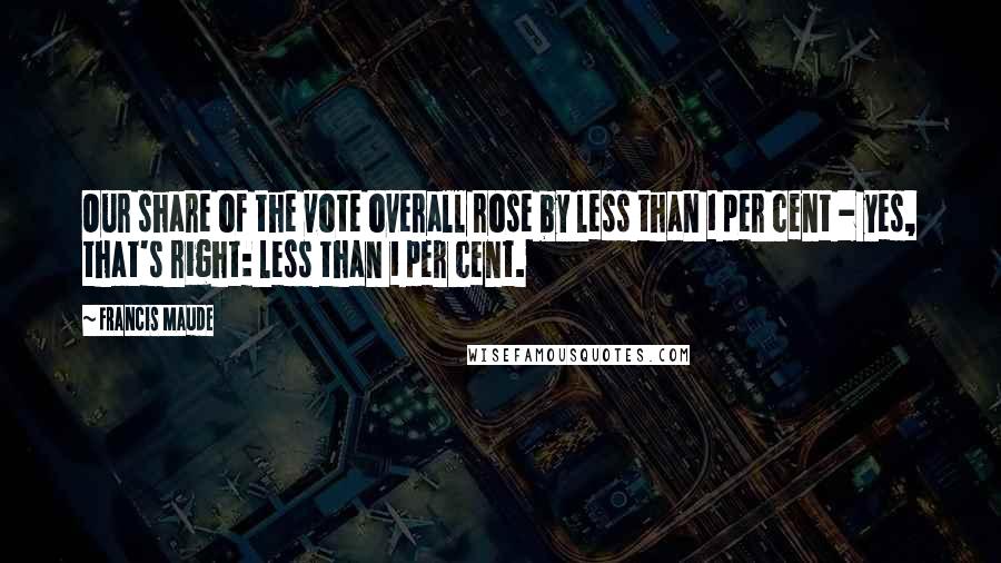 Francis Maude Quotes: Our share of the vote overall rose by less than 1 per cent - yes, that's right: less than 1 per cent.