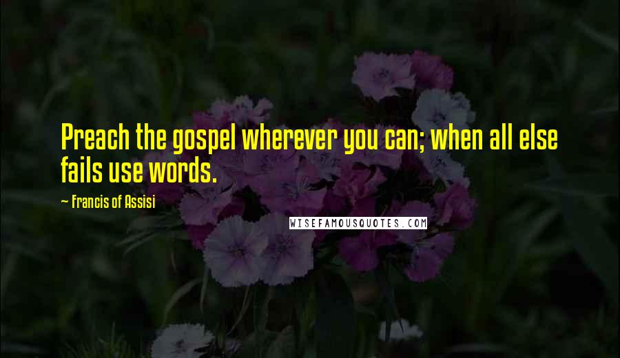 Francis Of Assisi Quotes: Preach the gospel wherever you can; when all else fails use words.