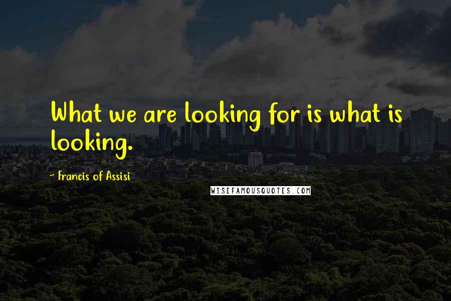 Francis Of Assisi Quotes: What we are looking for is what is looking.