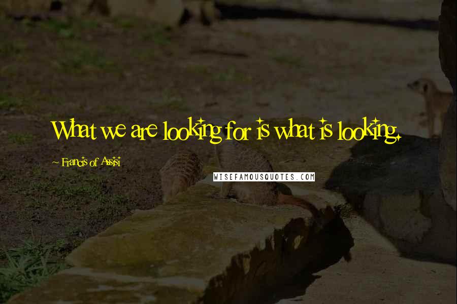 Francis Of Assisi Quotes: What we are looking for is what is looking.