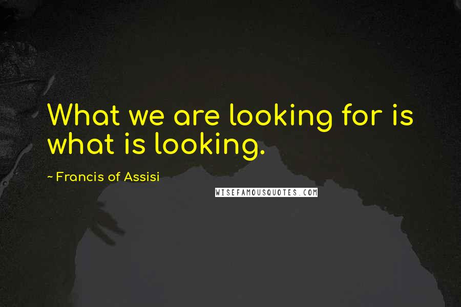 Francis Of Assisi Quotes: What we are looking for is what is looking.