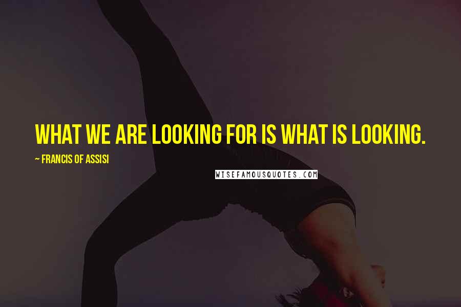 Francis Of Assisi Quotes: What we are looking for is what is looking.