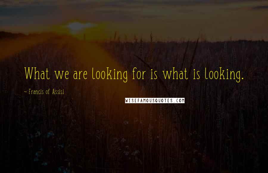 Francis Of Assisi Quotes: What we are looking for is what is looking.