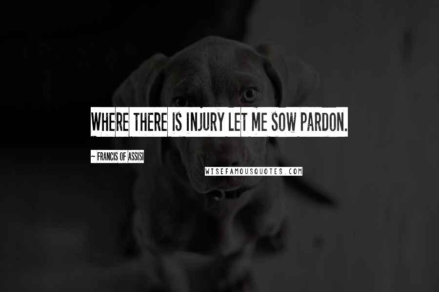 Francis Of Assisi Quotes: Where there is injury let me sow pardon.