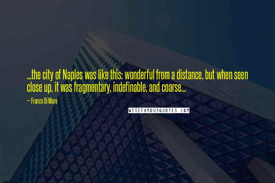 Franco Di Mare Quotes: ...the city of Naples was like this: wonderful from a distance, but when seen close up, it was fragmentary, indefinable, and coarse...