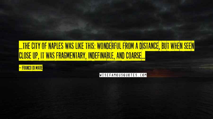 Franco Di Mare Quotes: ...the city of Naples was like this: wonderful from a distance, but when seen close up, it was fragmentary, indefinable, and coarse...