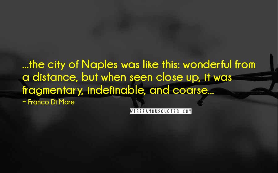 Franco Di Mare Quotes: ...the city of Naples was like this: wonderful from a distance, but when seen close up, it was fragmentary, indefinable, and coarse...