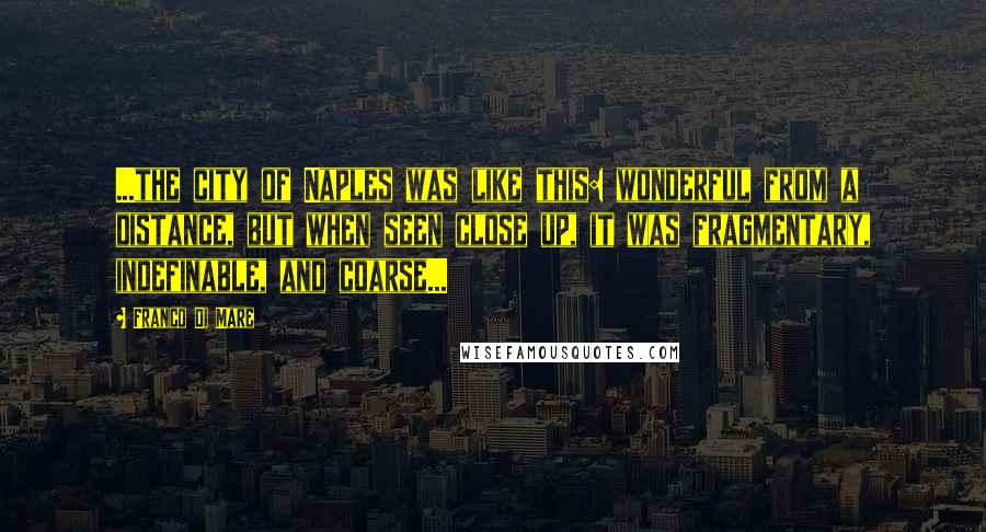 Franco Di Mare Quotes: ...the city of Naples was like this: wonderful from a distance, but when seen close up, it was fragmentary, indefinable, and coarse...