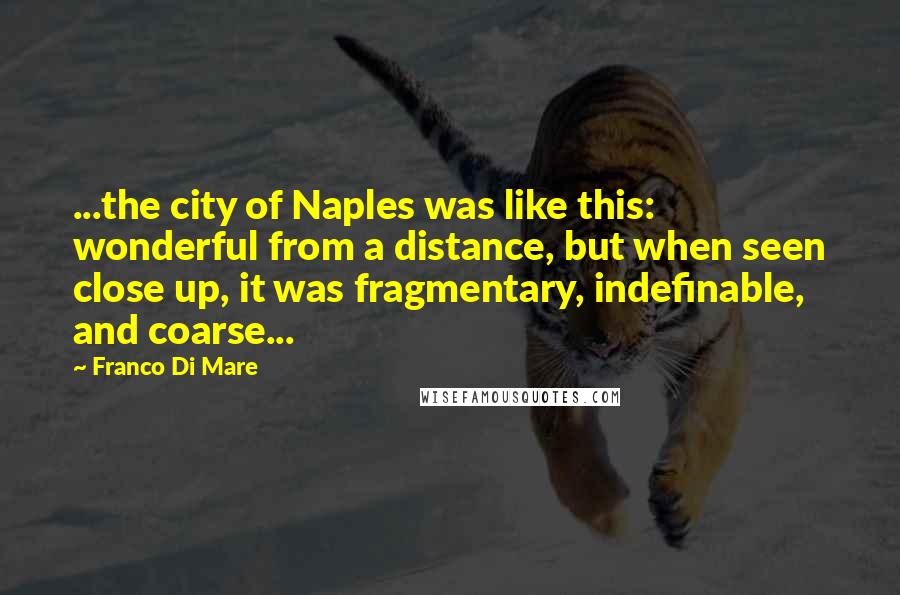 Franco Di Mare Quotes: ...the city of Naples was like this: wonderful from a distance, but when seen close up, it was fragmentary, indefinable, and coarse...