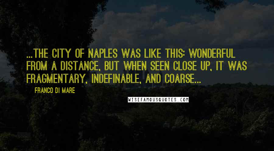 Franco Di Mare Quotes: ...the city of Naples was like this: wonderful from a distance, but when seen close up, it was fragmentary, indefinable, and coarse...