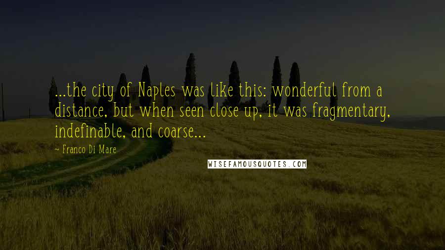 Franco Di Mare Quotes: ...the city of Naples was like this: wonderful from a distance, but when seen close up, it was fragmentary, indefinable, and coarse...