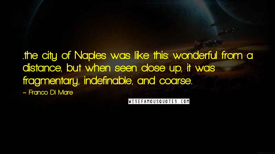 Franco Di Mare Quotes: ...the city of Naples was like this: wonderful from a distance, but when seen close up, it was fragmentary, indefinable, and coarse...