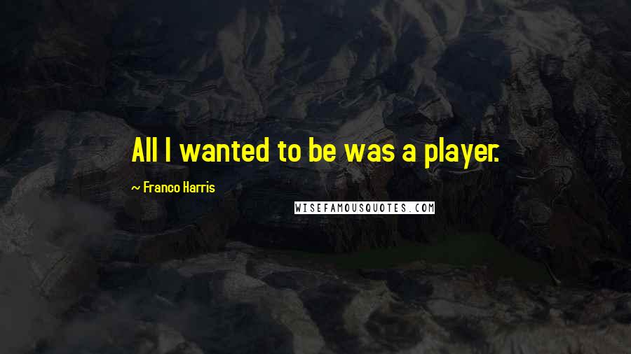 Franco Harris Quotes: All I wanted to be was a player.