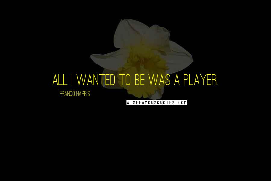 Franco Harris Quotes: All I wanted to be was a player.