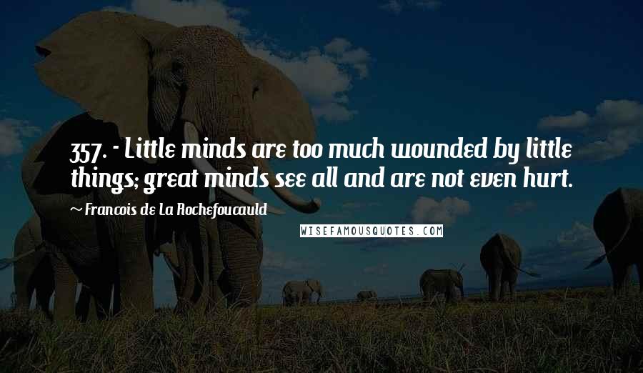 Francois De La Rochefoucauld Quotes: 357. - Little minds are too much wounded by little things; great minds see all and are not even hurt.