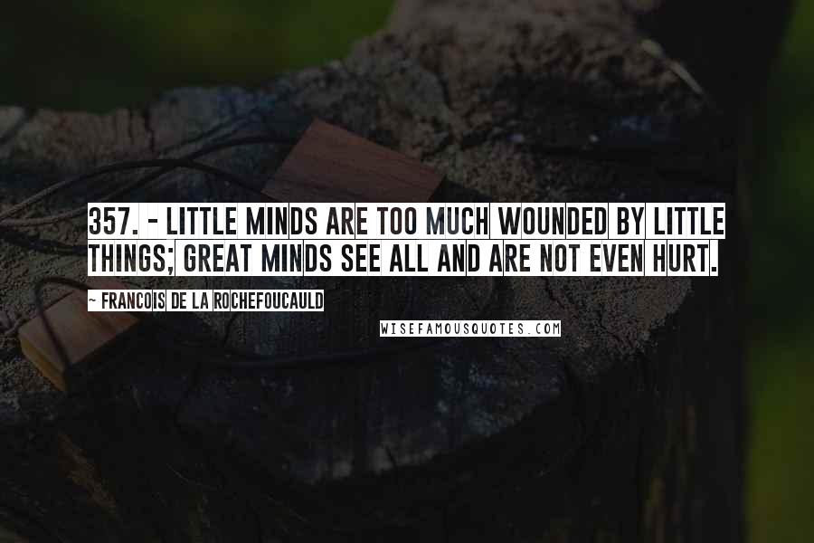 Francois De La Rochefoucauld Quotes: 357. - Little minds are too much wounded by little things; great minds see all and are not even hurt.