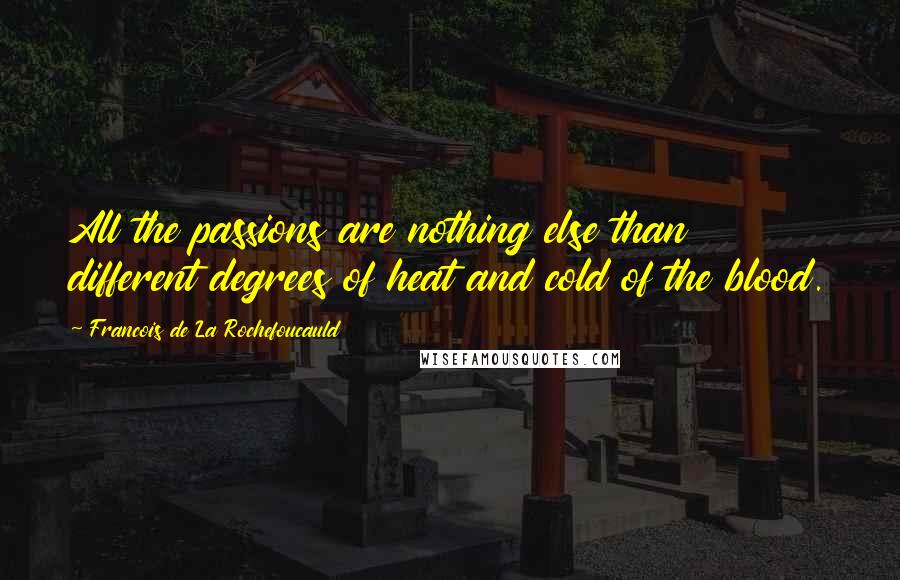 Francois De La Rochefoucauld Quotes: All the passions are nothing else than different degrees of heat and cold of the blood.