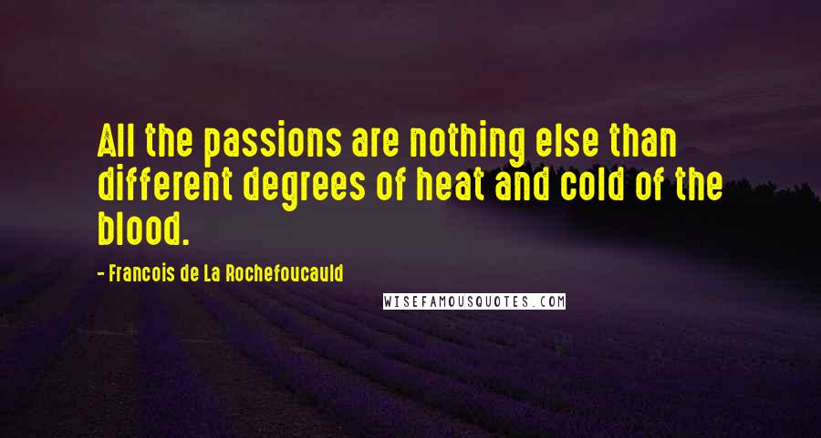 Francois De La Rochefoucauld Quotes: All the passions are nothing else than different degrees of heat and cold of the blood.