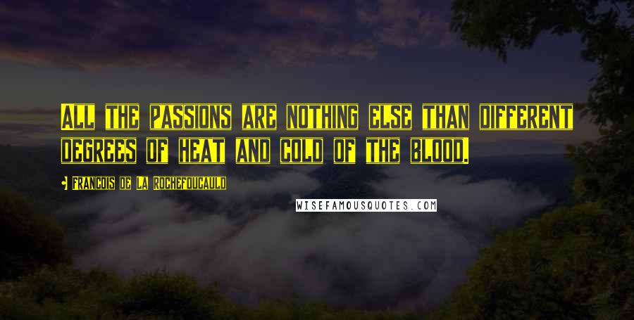 Francois De La Rochefoucauld Quotes: All the passions are nothing else than different degrees of heat and cold of the blood.
