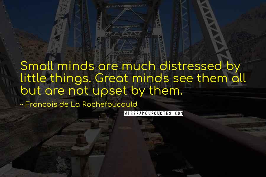 Francois De La Rochefoucauld Quotes: Small minds are much distressed by little things. Great minds see them all but are not upset by them.