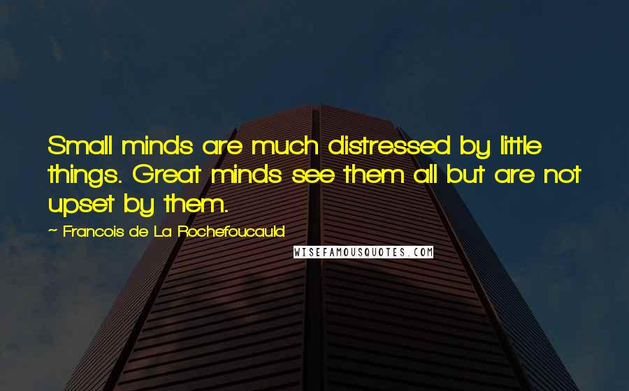 Francois De La Rochefoucauld Quotes: Small minds are much distressed by little things. Great minds see them all but are not upset by them.