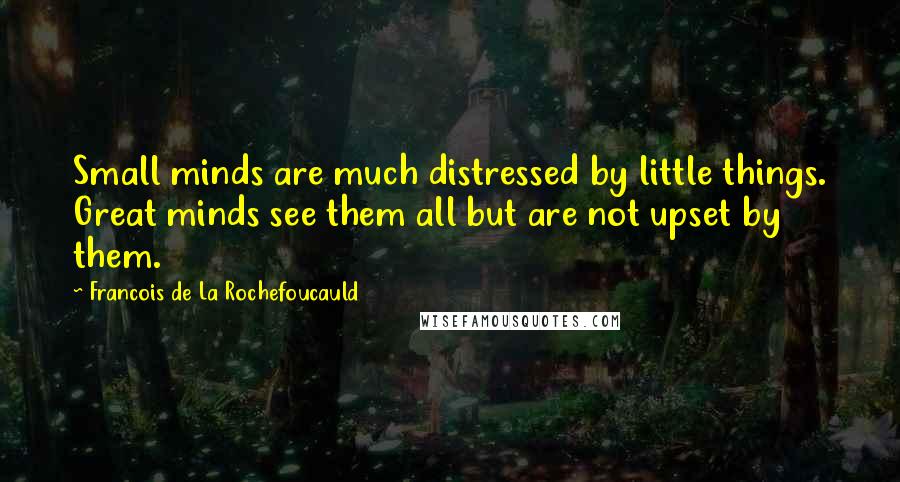 Francois De La Rochefoucauld Quotes: Small minds are much distressed by little things. Great minds see them all but are not upset by them.