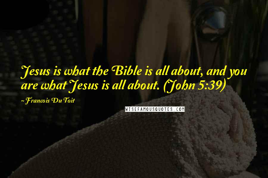 Francois Du Toit Quotes: Jesus is what the Bible is all about, and you are what Jesus is all about. (John 5:39)