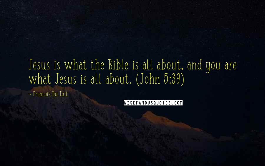 Francois Du Toit Quotes: Jesus is what the Bible is all about, and you are what Jesus is all about. (John 5:39)
