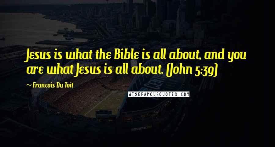 Francois Du Toit Quotes: Jesus is what the Bible is all about, and you are what Jesus is all about. (John 5:39)