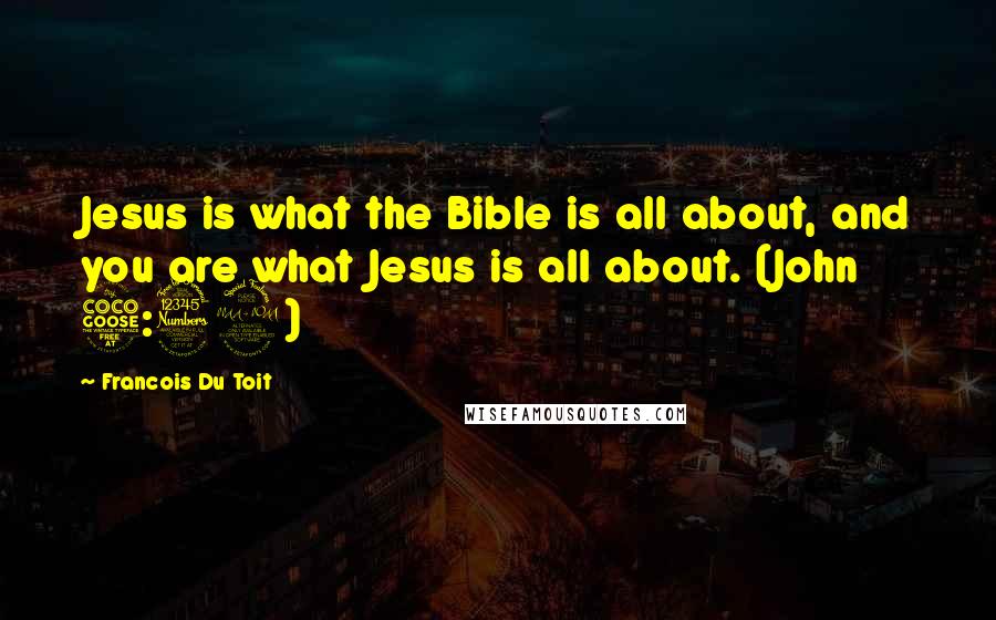 Francois Du Toit Quotes: Jesus is what the Bible is all about, and you are what Jesus is all about. (John 5:39)