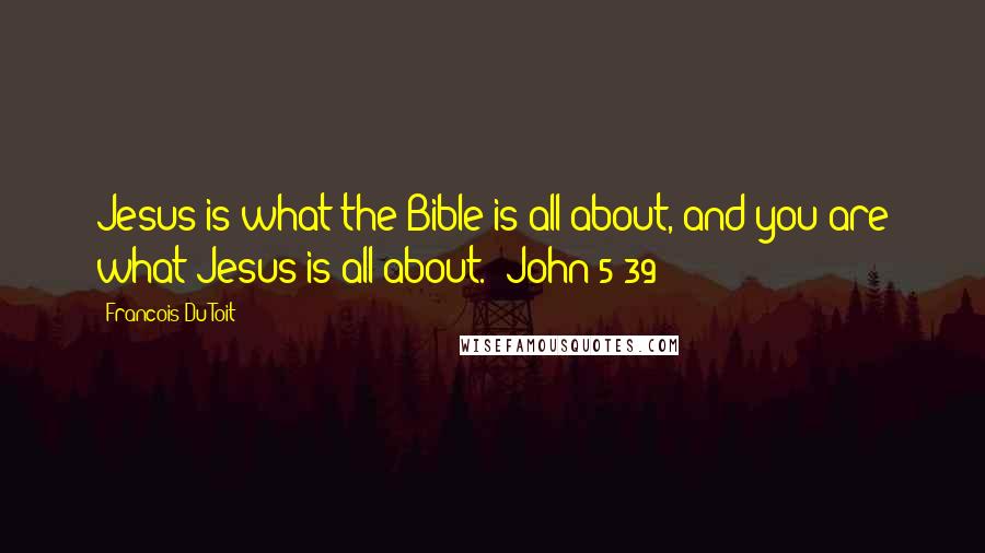 Francois Du Toit Quotes: Jesus is what the Bible is all about, and you are what Jesus is all about. (John 5:39)
