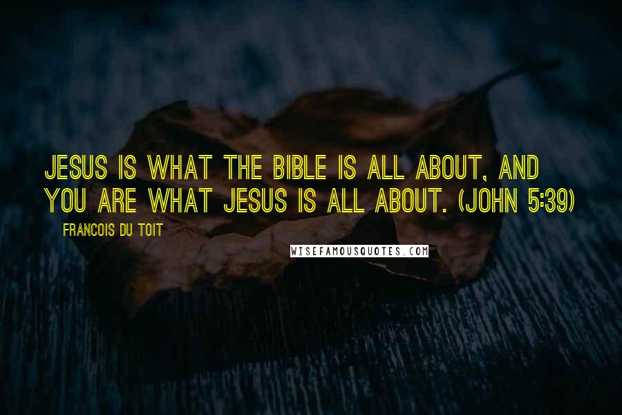Francois Du Toit Quotes: Jesus is what the Bible is all about, and you are what Jesus is all about. (John 5:39)