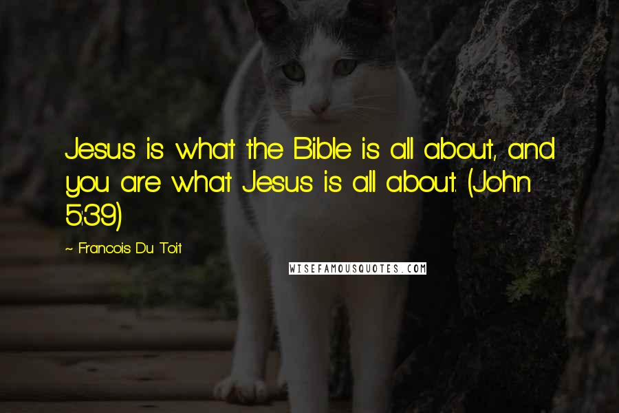 Francois Du Toit Quotes: Jesus is what the Bible is all about, and you are what Jesus is all about. (John 5:39)