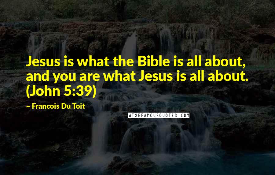 Francois Du Toit Quotes: Jesus is what the Bible is all about, and you are what Jesus is all about. (John 5:39)