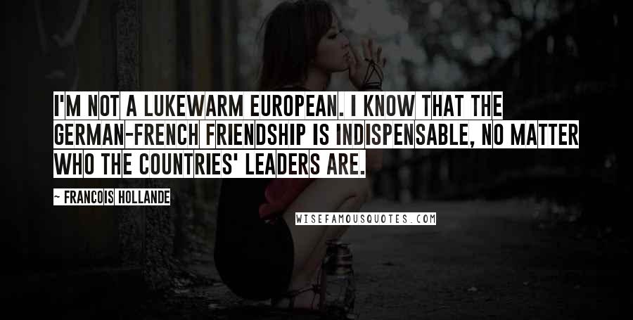 Francois Hollande Quotes: I'm not a lukewarm European. I know that the German-French friendship is indispensable, no matter who the countries' leaders are.