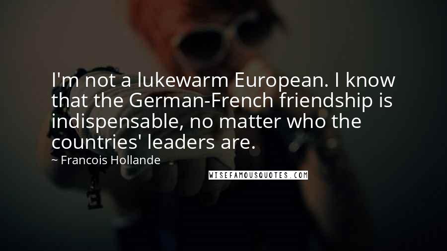 Francois Hollande Quotes: I'm not a lukewarm European. I know that the German-French friendship is indispensable, no matter who the countries' leaders are.