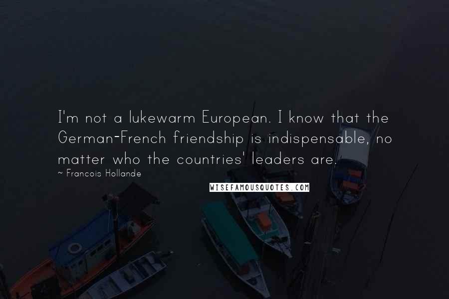 Francois Hollande Quotes: I'm not a lukewarm European. I know that the German-French friendship is indispensable, no matter who the countries' leaders are.