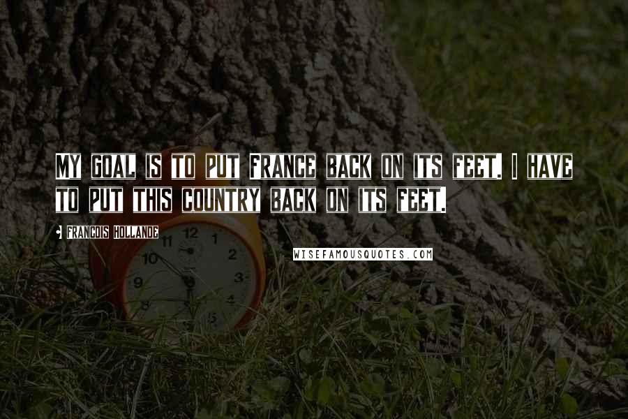 Francois Hollande Quotes: My goal is to put France back on its feet. I have to put this country back on its feet.