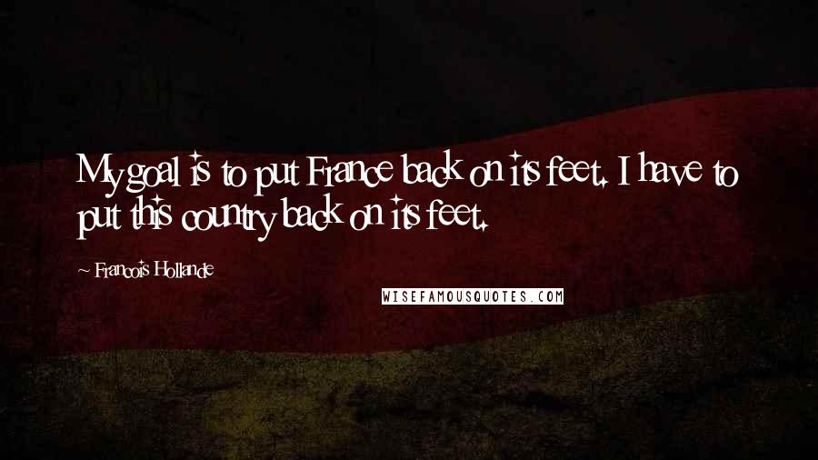 Francois Hollande Quotes: My goal is to put France back on its feet. I have to put this country back on its feet.