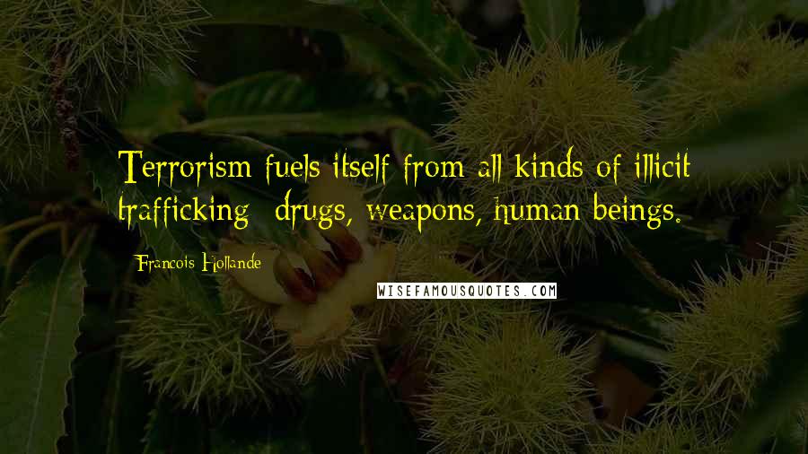 Francois Hollande Quotes: Terrorism fuels itself from all kinds of illicit trafficking: drugs, weapons, human beings.