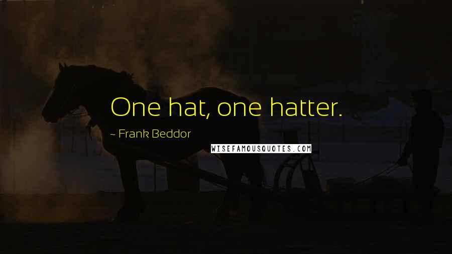 Frank Beddor Quotes: One hat, one hatter.