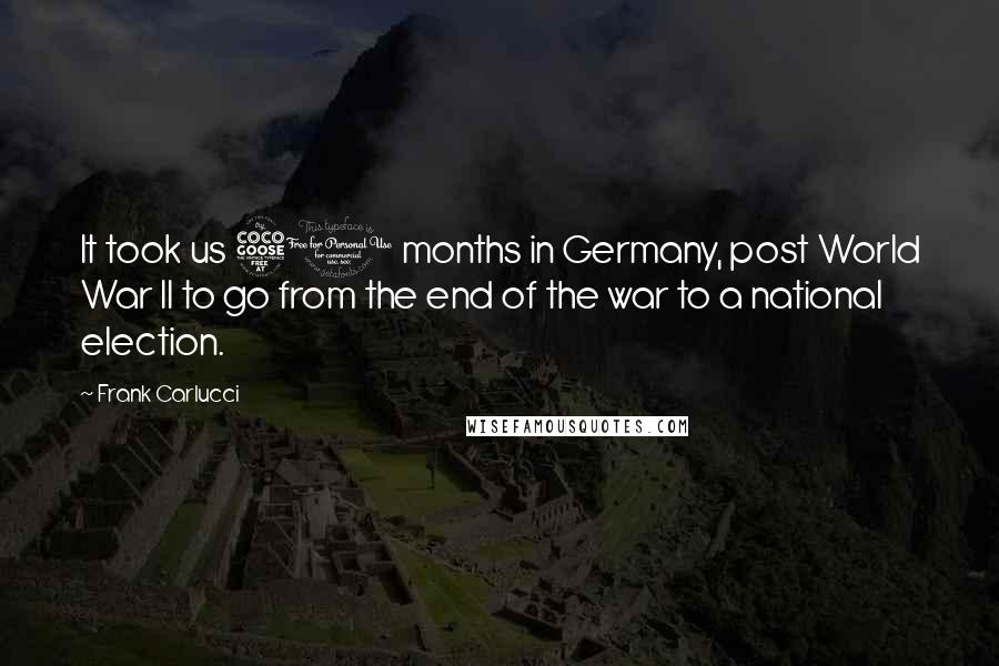Frank Carlucci Quotes: It took us 50 months in Germany, post World War II to go from the end of the war to a national election.