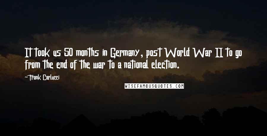 Frank Carlucci Quotes: It took us 50 months in Germany, post World War II to go from the end of the war to a national election.