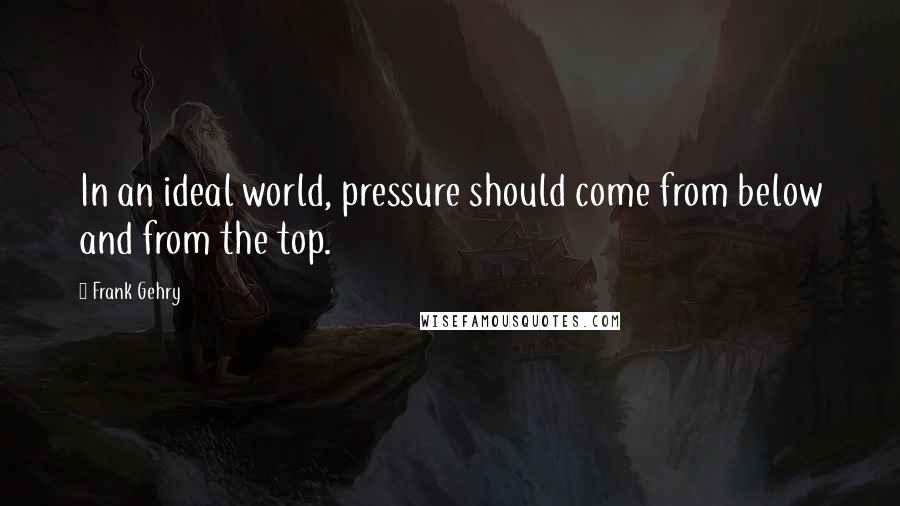 Frank Gehry Quotes: In an ideal world, pressure should come from below and from the top.