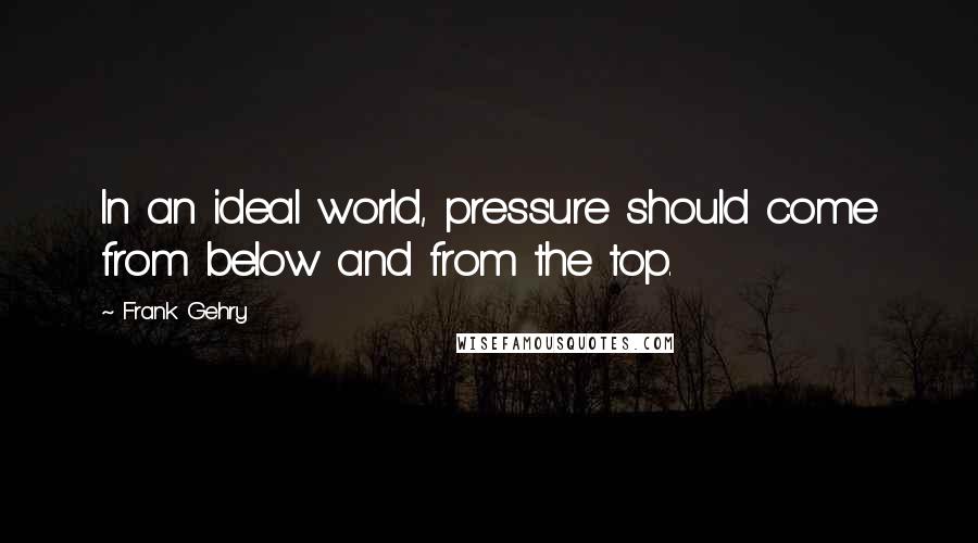 Frank Gehry Quotes: In an ideal world, pressure should come from below and from the top.