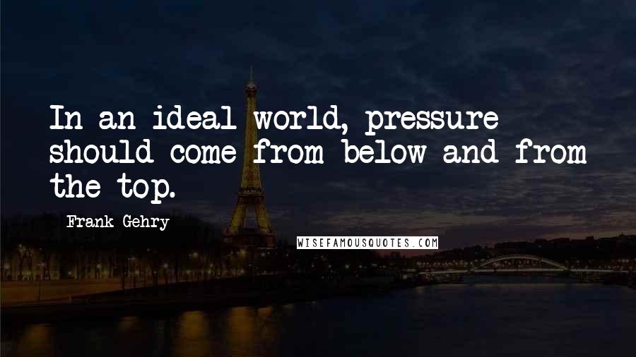 Frank Gehry Quotes: In an ideal world, pressure should come from below and from the top.