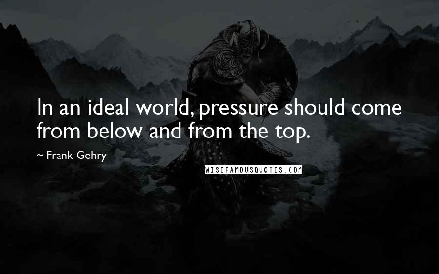 Frank Gehry Quotes: In an ideal world, pressure should come from below and from the top.