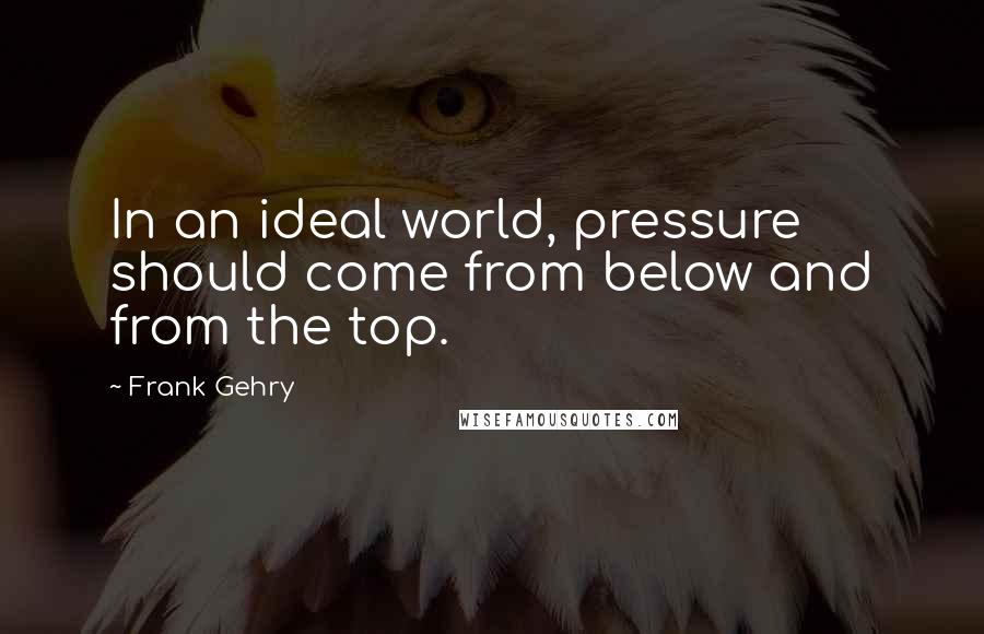 Frank Gehry Quotes: In an ideal world, pressure should come from below and from the top.