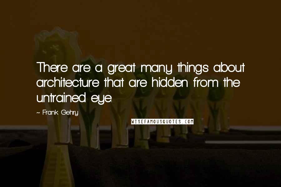 Frank Gehry Quotes: There are a great many things about architecture that are hidden from the untrained eye.